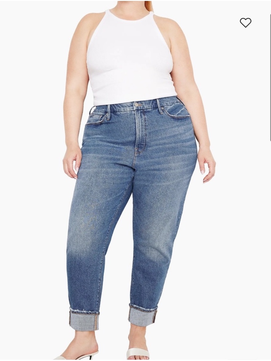 Good American The Weekender Cuffed Jeans Womenâs 16 Denim Pants High Rise